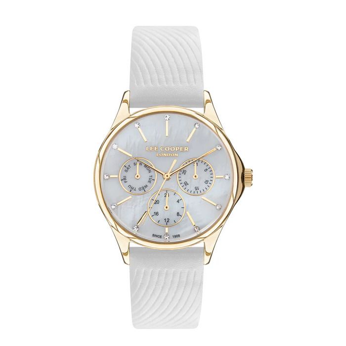 Montre - Lee Cooper - LC07451.122 - Cuir blanc - Boîtier argenté - Résistance 3 ATM