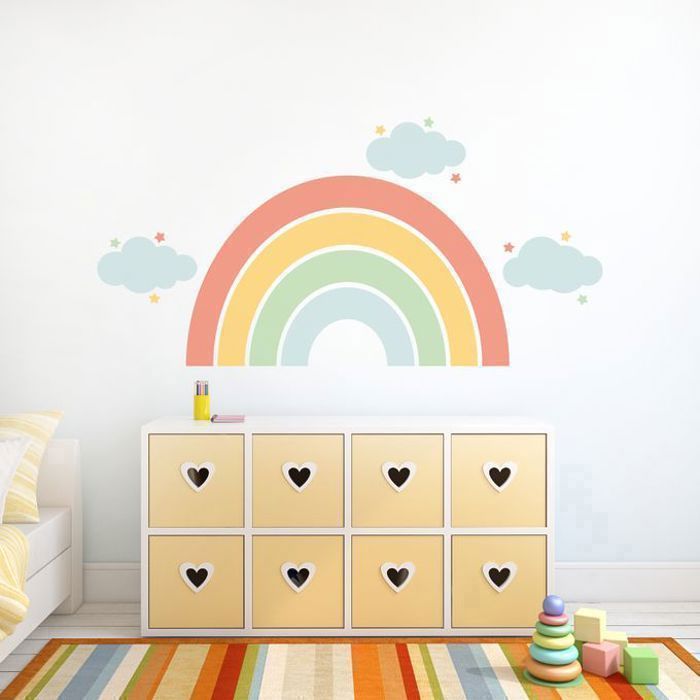 Pixelou Grand Sticker Mural Arc-en-ciel (Multicolore)