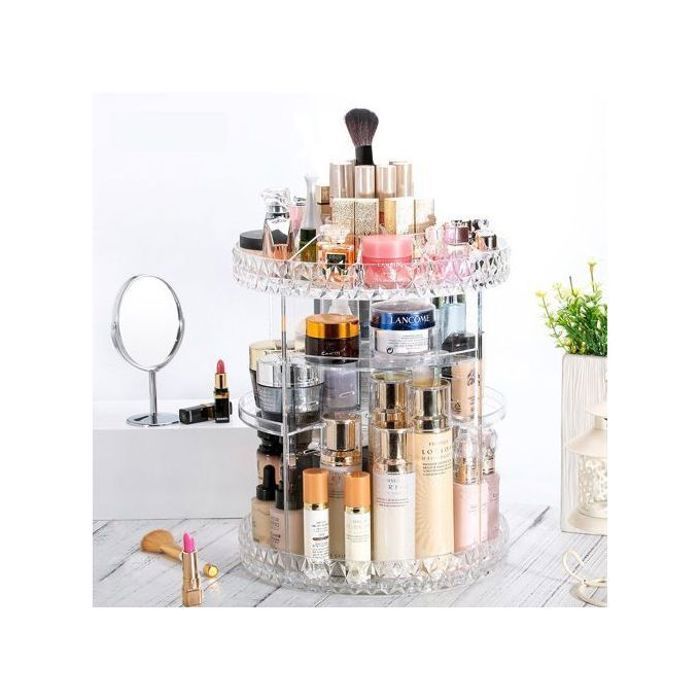 Organisateur de maquillage rotatif à 360° Transparent