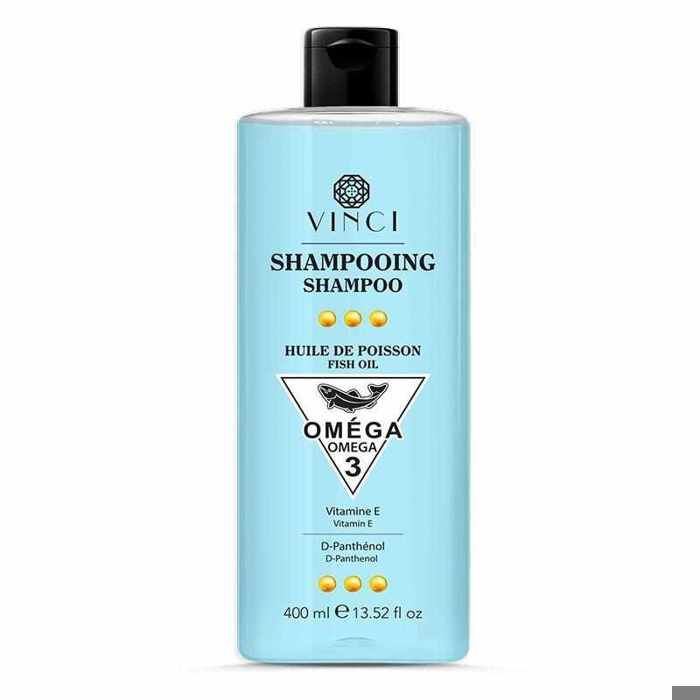 VINCI  SHAMPOOING SHAMPOO  HUILE DE POISSON FISH OIL OMÉGA 3  Vitamines E   D-Panthénol D-Panthénol  400 ml et 13,5 fl.oz.