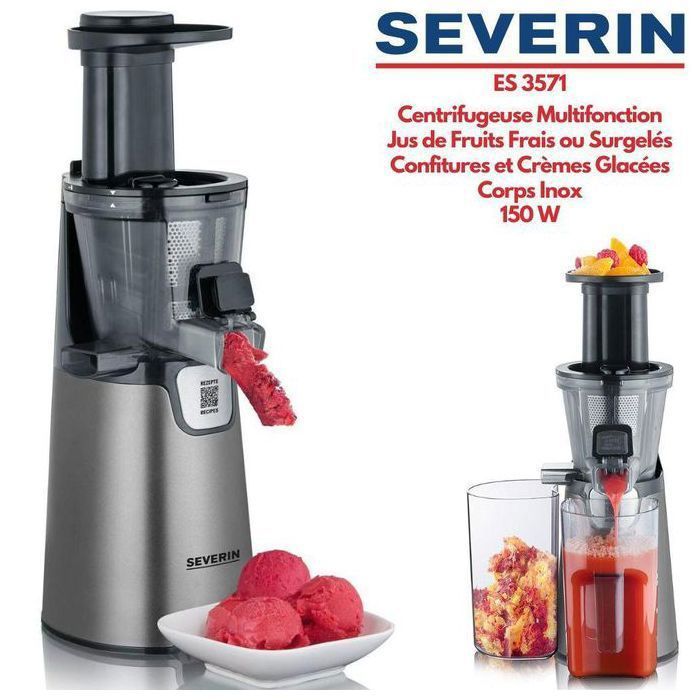 Severin ES3571 Extracteur De Jus, Fruits Surgelés, Purée de tomates, Confiture Crème Glacée Centrifugeuse Multifonction