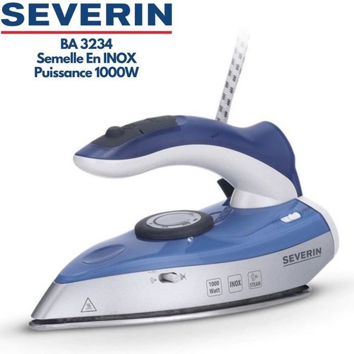 Severin BA3234 Fer À Repasser Vapeur Semelle Robuste En INOX Ultra Glissante, revetement céramique, Fer À Repasser Vapeur 1000W
