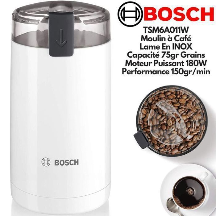 Moulin à café - BOSCH - TSM6A011W - INOX - 180W - Capacité 75 Grs