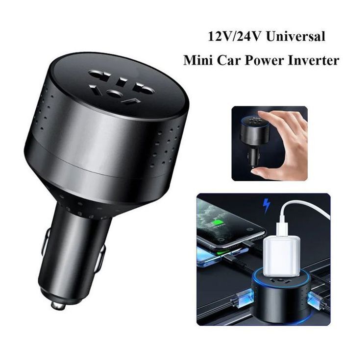 Chargeur Telephone de voiture 12V à 220V Convertisseur Allume Cigare + 2 USB