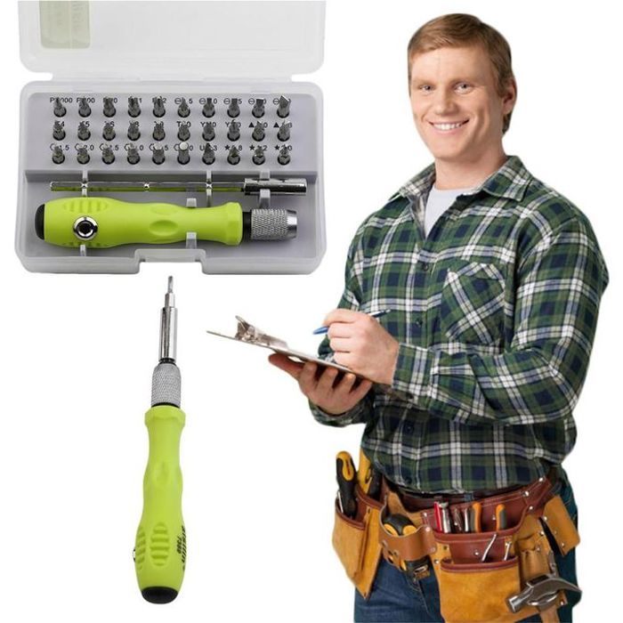 Boite tournevis magnétique 32 IN 1 outil de réparation électronique multi-usage Vert