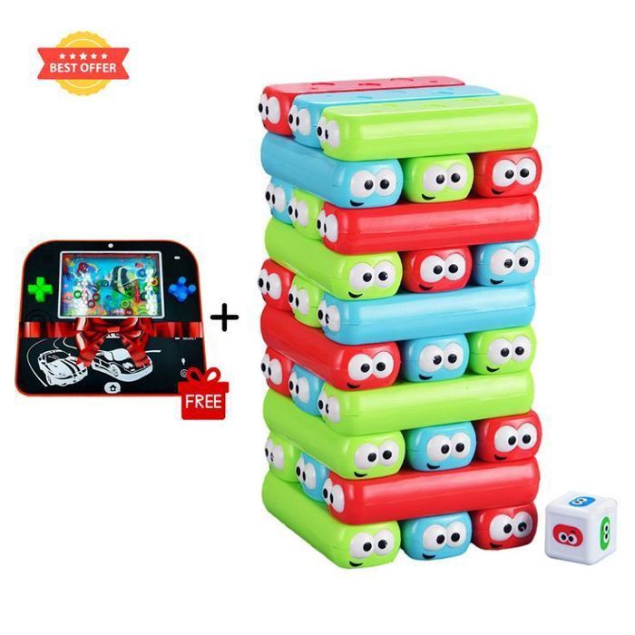 Jeu de Blocs en Bois Colorés (30 Pièces) + Jeu d'Eau Télé Inclus !