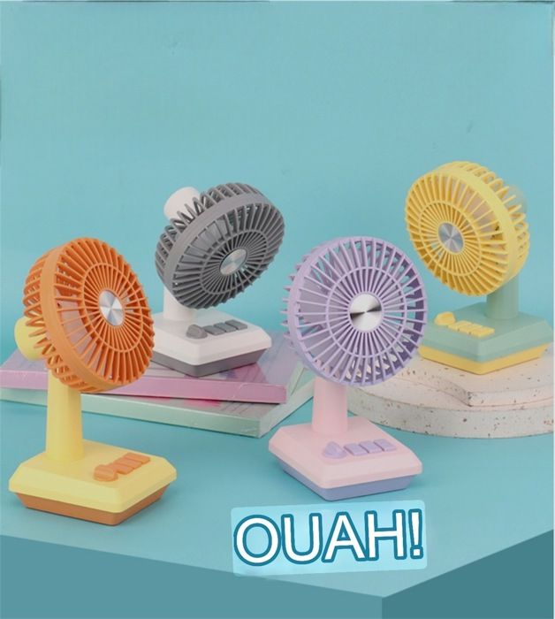 Mini Ventilateur - Multicolore - USB - 16x9x15 cm - Sur socle - Cadeau d'été
