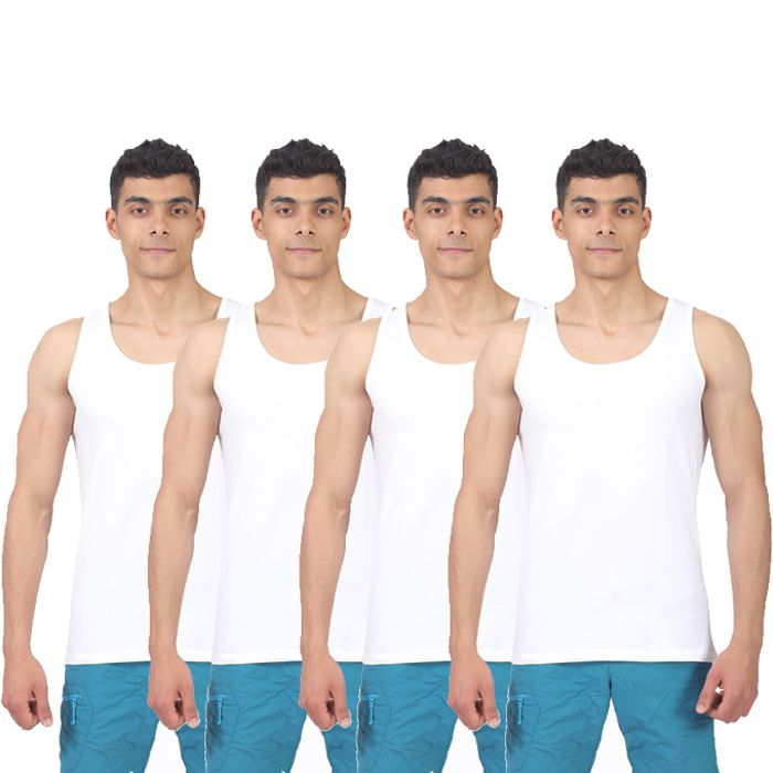 Pack de 4 Débardeurs - pour hommes - 95% coton - 5% Lycra - Col arrondi