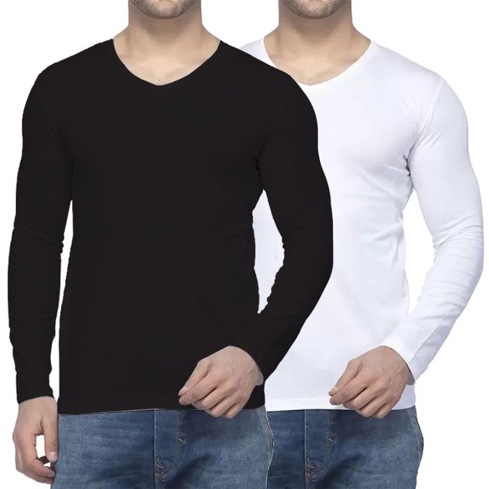 Pack de 2 T-shirt manche Longue col v -Homme