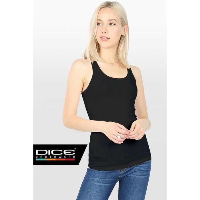 Débardeur Femme - Pack de 4 - Multicolore - 95% coton - Col arrondi - Coupe regular