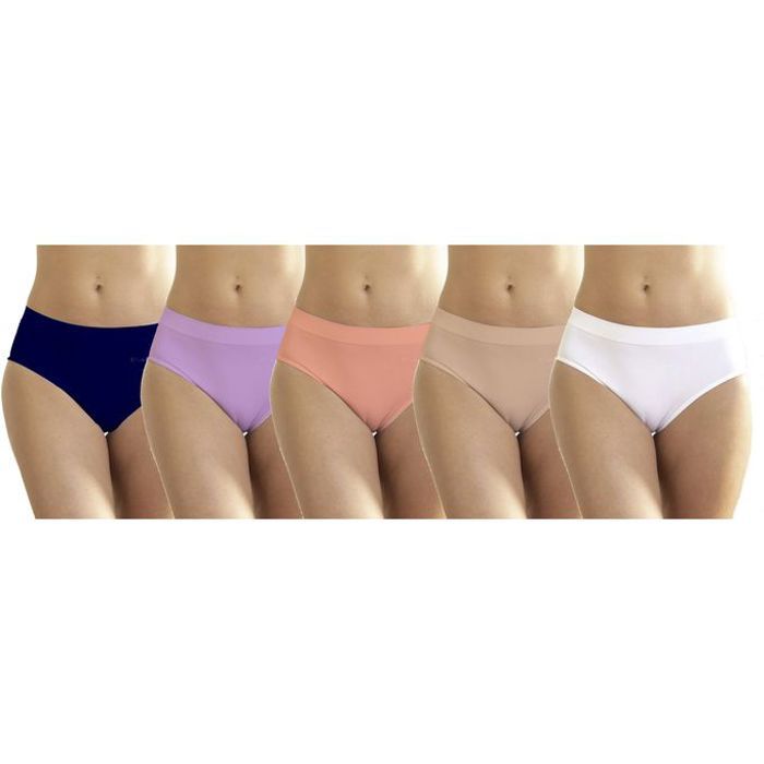 Slips pour femme - Non spécifié - Pack de 5 - 95% coton - Multicolore - Taille non spécifiée