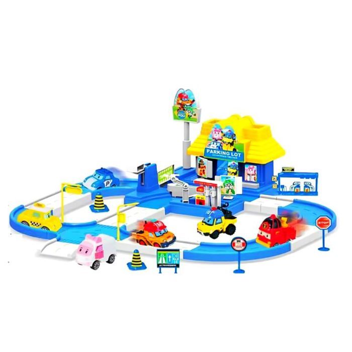 Ensemble Parking Robocar Poli (4 Voitures) – Amusement et Aventure Assurés !