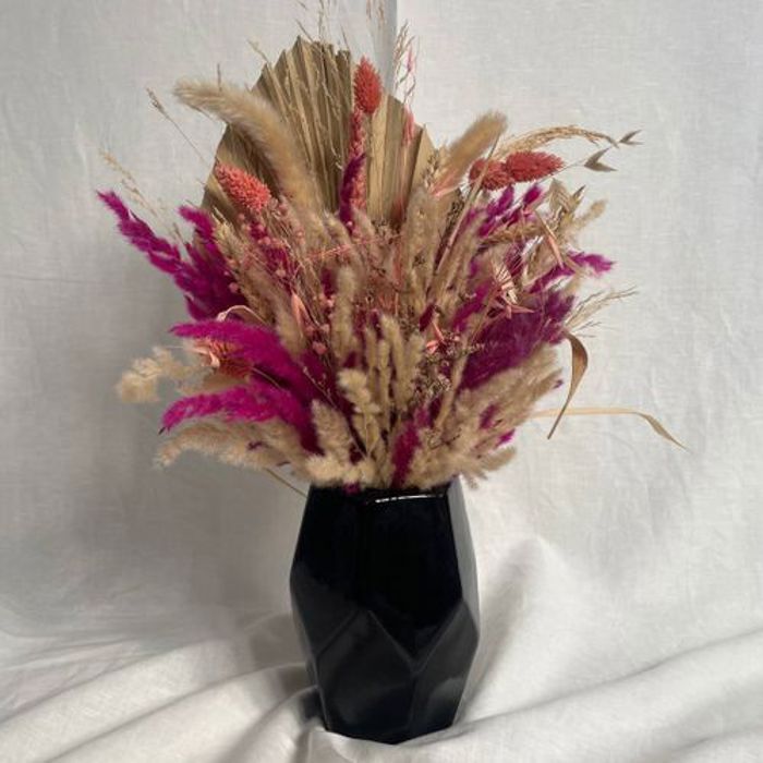 Vase Céramique avec composition de fleurs Séchées-Noir