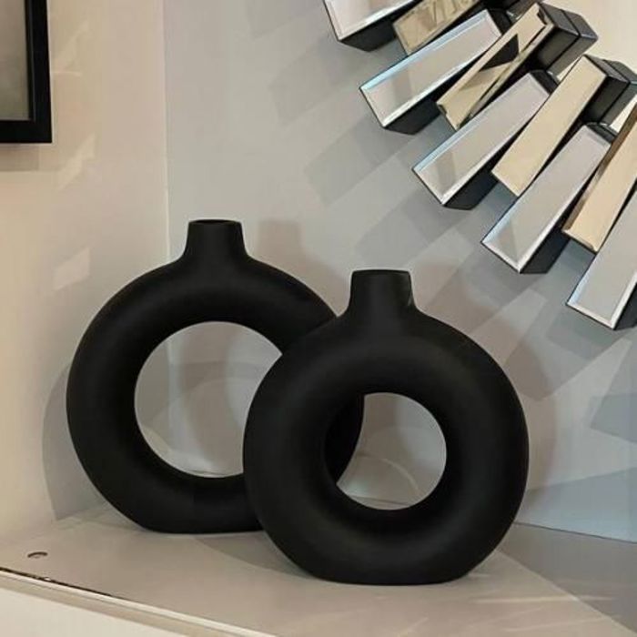 Deux vases Circulaire - Donut vase-Noir