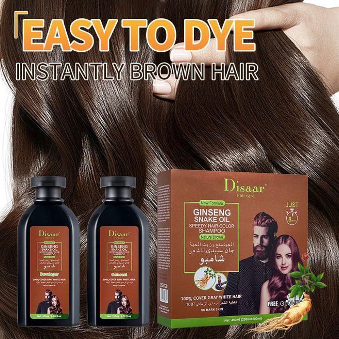 Disaar shampoing colorant pour cheveux naturel organique à l'huile de serpent