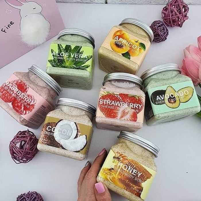 Wokali pack 7 gommages naturel, abricot, aloe vera, framboise, coco, fraise, avocat, miel