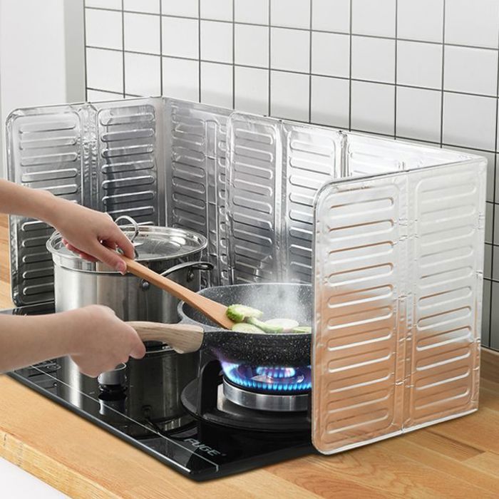 Plaques à 3 côtés anti-projections de cuisson anti-éclaboussures pour cuisine pliable en aluminium