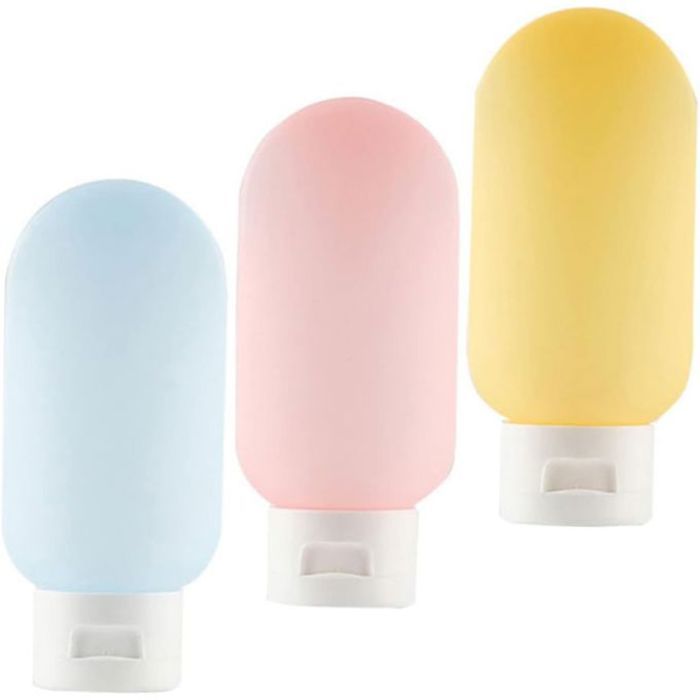 Lot de 3 bouteilles de voyage rechargeable réutilisable avec sac transparent