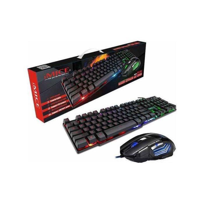 Imice clavier gamer, souris combo gamer an-300 filaire rgb led rétroéclairé usb