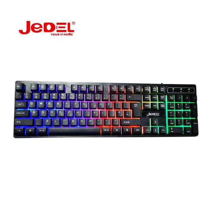 Jedel clavier filaire azerty usb, gaming rétroéclairage 104 touches confortables, 26 anti-ghosting