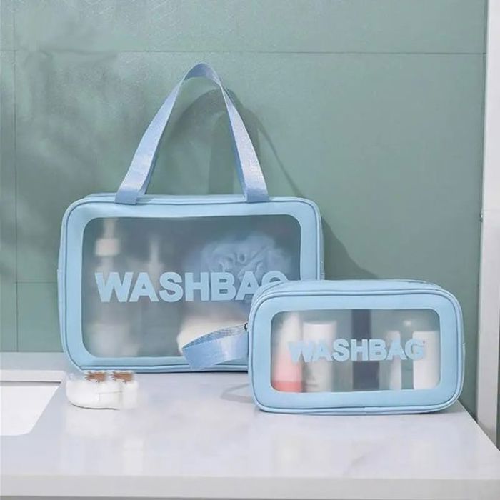 Pack de 2 sacs à cosmétique de voyage, trousses de maquillage, rangement transparent à la mode