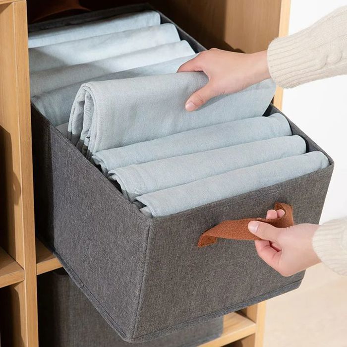 Boîte de rangement - GENERIC - Grande capacité - Pliable - Tissu non tissé - Gris