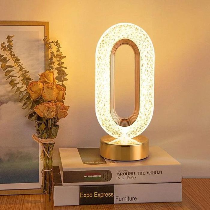 Lampe de table en cristal acrylique led à 3 niveaux de luminosité, rechargeable