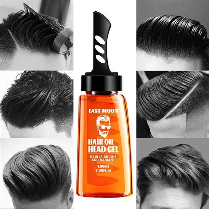 East moon gel coiffant fixateur de cheveux avec peigne 2 en 1 pour hommes, huile capillaire, longue durée 100ml