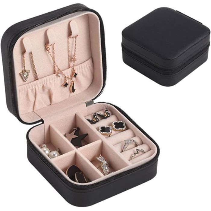 Petite boîte à bijoux, mini organisateur bijoux de voyage, rangement portable pour femmes et filles