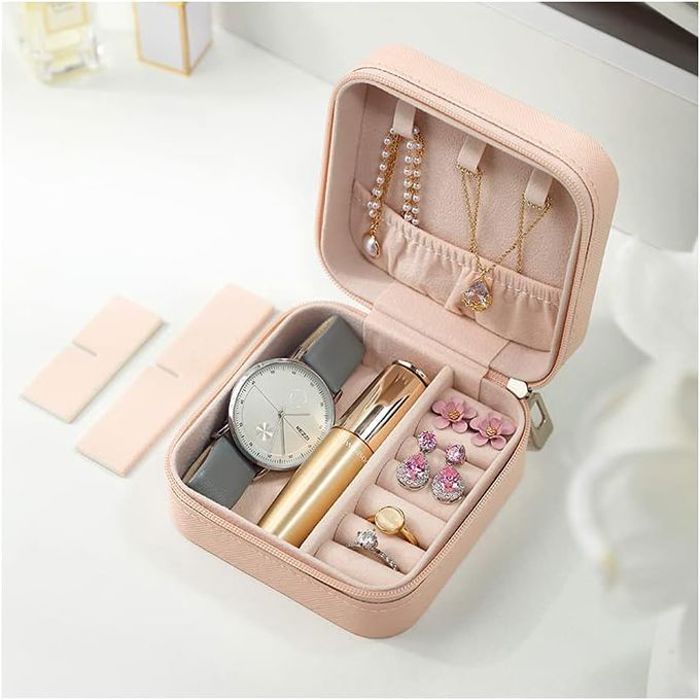 Mini boîte de bijoux pour voyage portable, rangement bagues, boucles d'oreilles, colliers