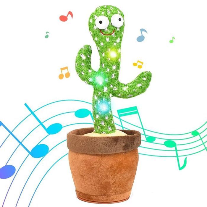 Cactus dansants rechargeable avec musique enregistrée et répète la parole, peluche chanter et danser