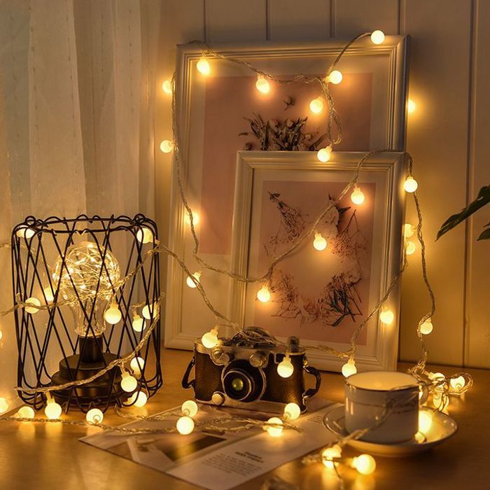Guirlande lumineuse, 20 ampoules, led, décoration, lumières, fête, voyage, décoration de nuit, en forme d'ampoule