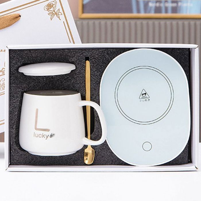Chauffe-tasse à café électrique avec tapis de température - blanc