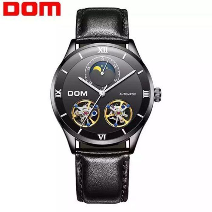 Dom Montre Mécanique/Automatique AJ Haut de Gamme Cuir Noir-Noir
