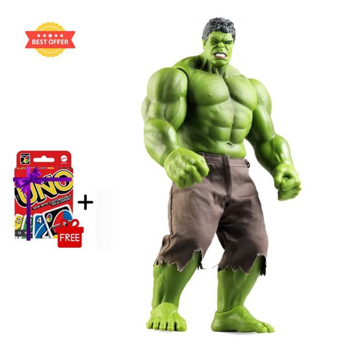 Figurine Hulk – Le Super Héros Indestructible des Avengers + Carte Uno Gratuite !