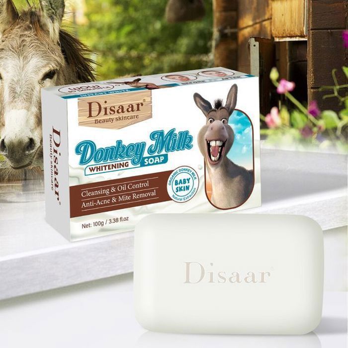 Disaar Savon de bain, lait d'âne, nettoyant pour le visage et le corps en profondeur, hydratant, blanchissant, éclaircit
