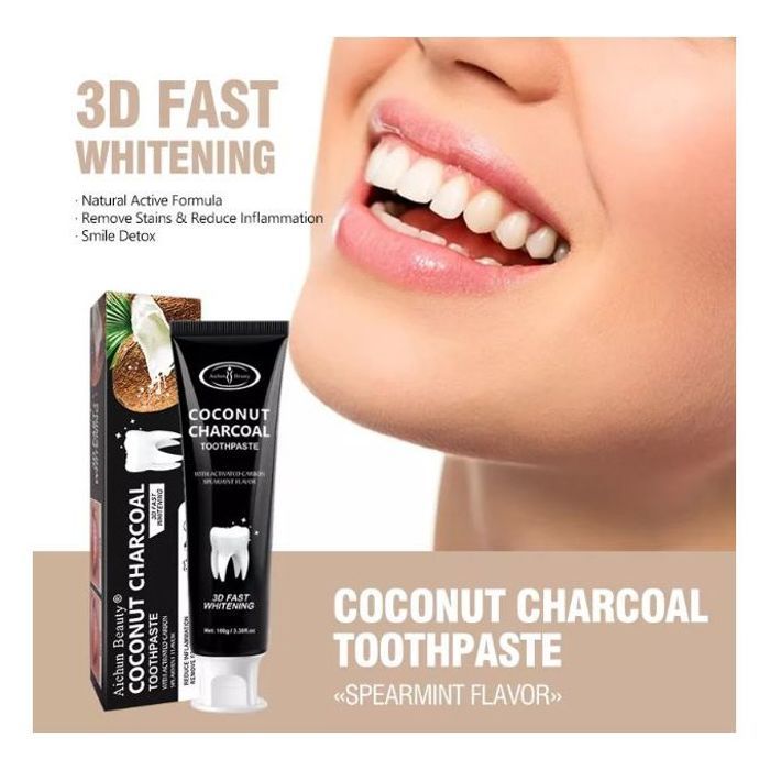 Aichun Beauty Dentifrice au charbon de bambou noir et coco, blanchiment des dents, Fast Whitening