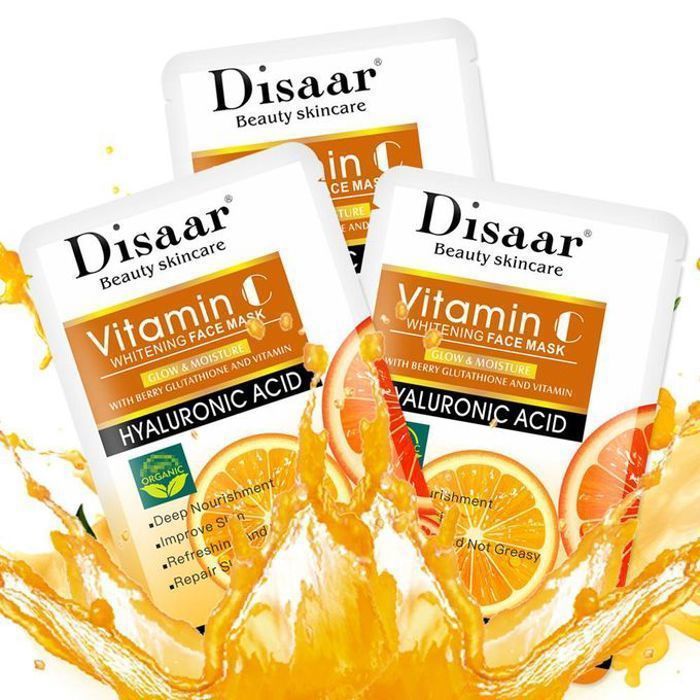 Disaar 3 pièces Masques visage à la base de Vitamine C, Hydratant, Réparation, Blanchissant