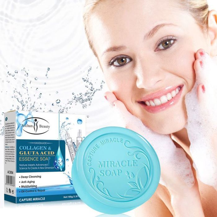 Aichun Beauty Savon à collagen & gluta acid, Nettoyage en profondeur, Hydratant, Réparation, Contrôle de l'huile, Soin de la peau