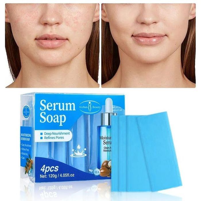Aichun Beauty Lot de 4 savons sérum pour visage à l'acide hyaluronique, nourrissant en profondeur, hydratant à l'extrait de grenade