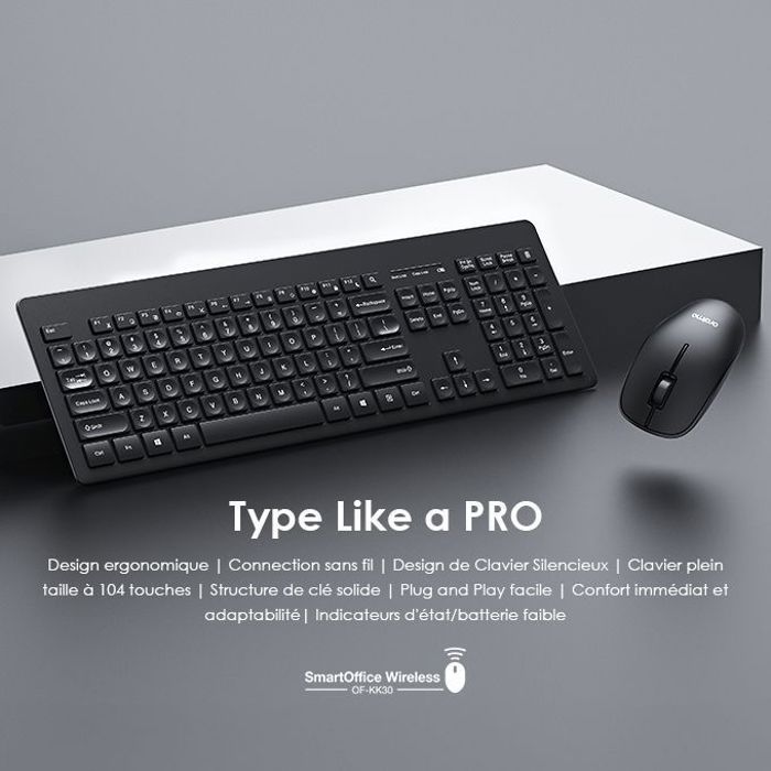 Oraimo Smart Office Combo Clavier Souris Sans Fil ( Clavier Français AZERT)