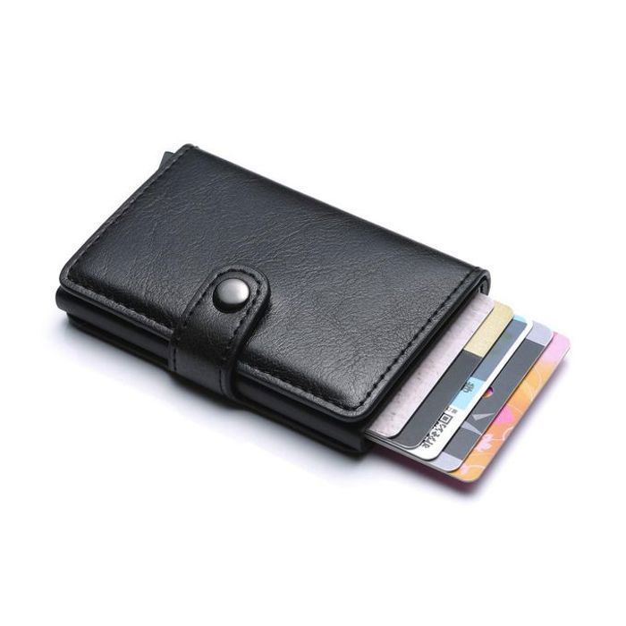 Portefeuille Miniwallet anti détournement de données des cartes RFID-NOIR