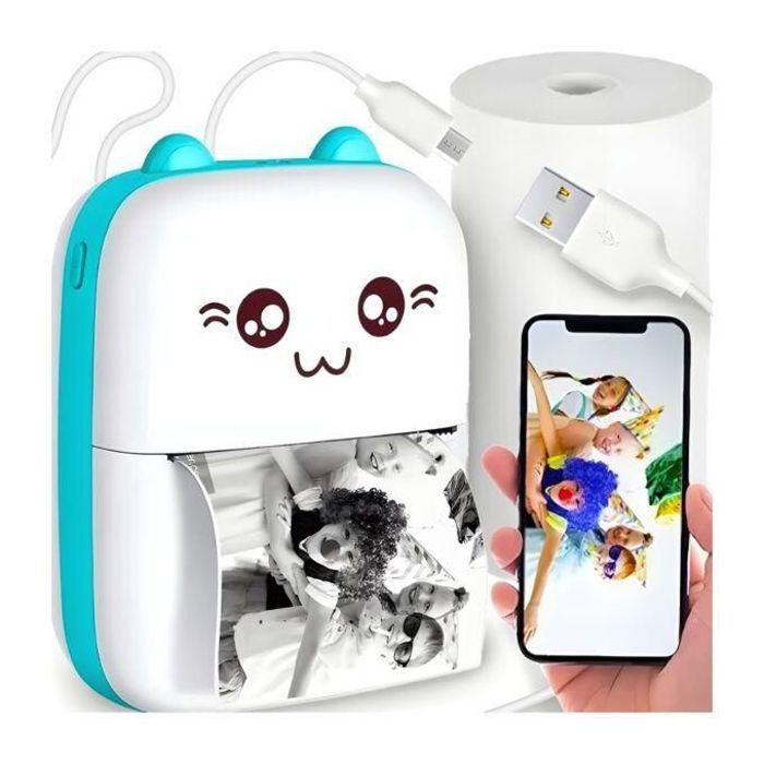 Mini Imprimante Thermique de Poche Sans Encre – Pour Photos, Notes, Étiquettes et Travail