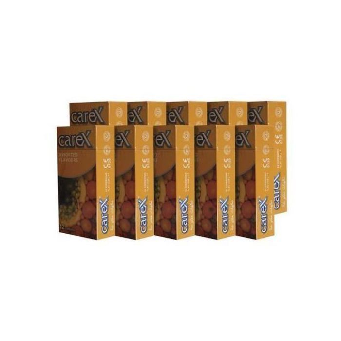 Carex 10 BOITE DE 12 CONDOMS ARÔMATISÉ FRUITS - 120 Préservatifs