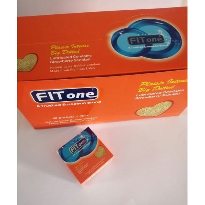 Fitone PRÉSERVATIF FITONE PLAISIR INTENSE FRAISE, 48 BOITES DE 3 CONDOMS