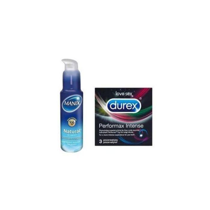 Manix Gel Lubrifiant Intime Natural, Longue Duree 3 Fois Plus Efficace 100 ml + 3 durex performax