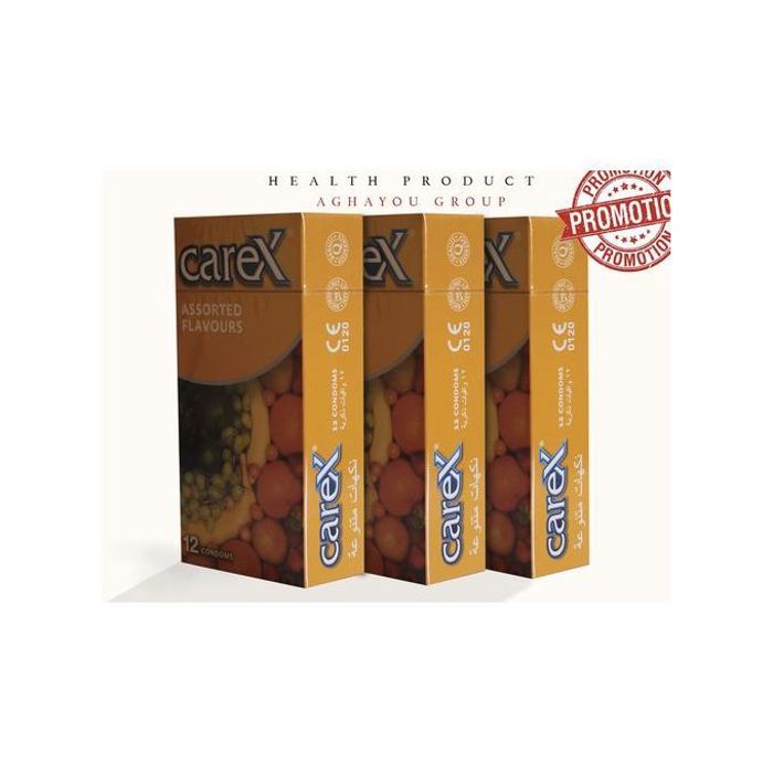 Carex Jelly PRÉSERVATIFS CAREX , 3 BOITE DE 12 CONDOMS , DIFFÉRENTS ARÔMES