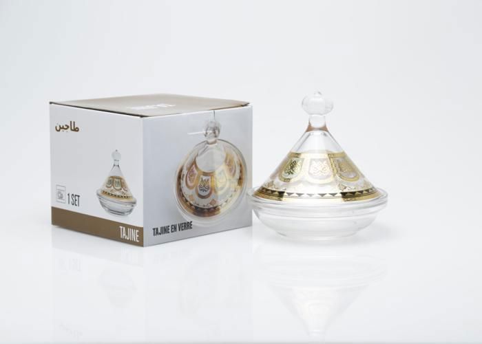TAJINE EN VERRE DORE 12CM