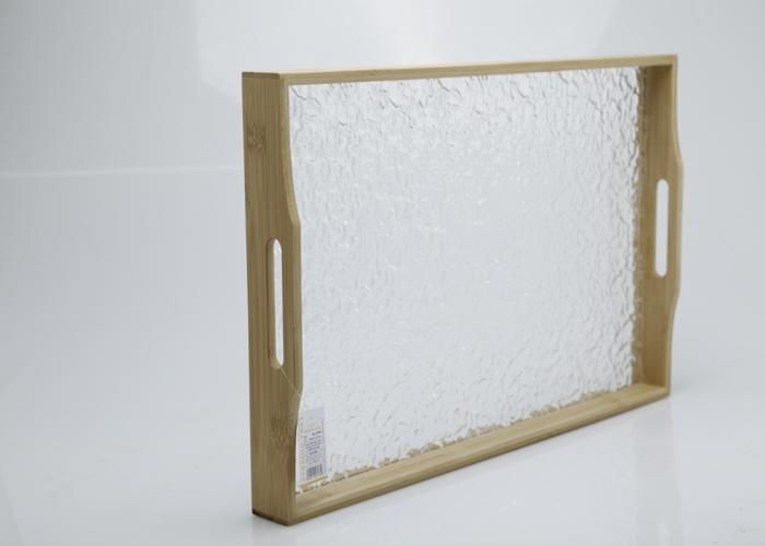 Plateau en bambou - 48,5x30 cm - Fond en acrylique - Rectangulaire - Pratique et élégant