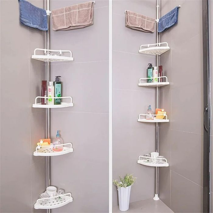 Etagere Coin salle de bain Douche et Toilette Rangement organisateur à 4 Etages